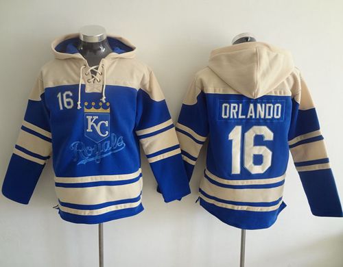 Royals #16 Paulo Orlando Light Blue Sawyer Hooded Sweatshirt MLB Hoodie - Click Image to Close